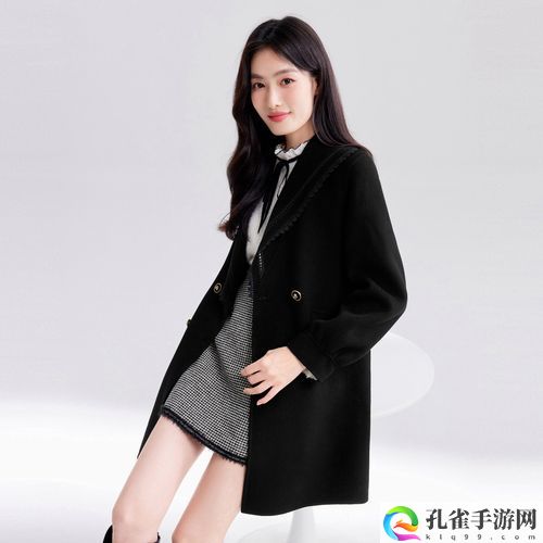 秋水伊人2022黑色毛呢外套