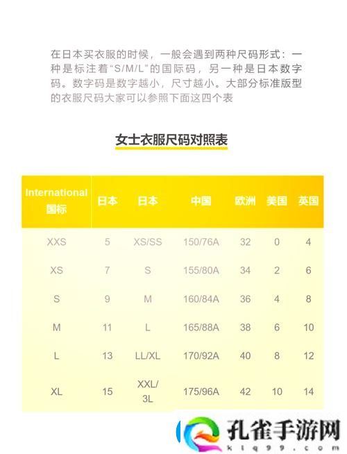 如何正确选择欧美尺码、日本尺码与专线美国的服装尺寸