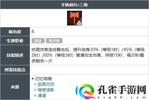白荆回廊手执利兵三角技能获得方法