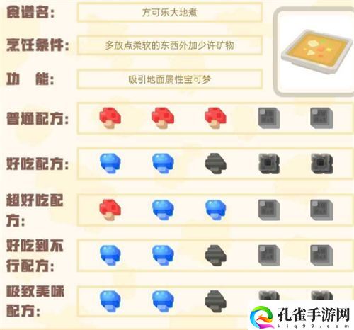 宝可梦大探险食谱图鉴大全 100%必出神兽全属性食谱