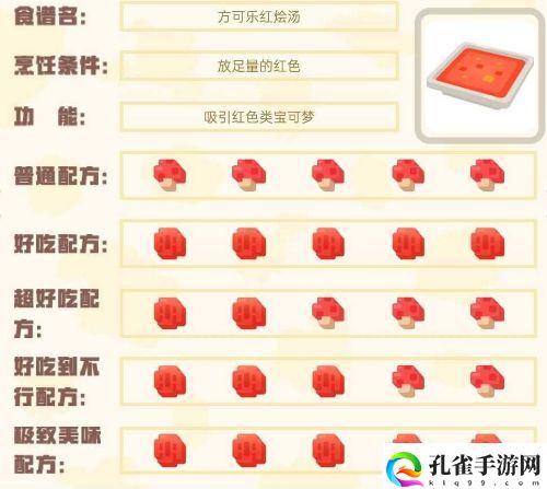 宝可梦大探险食谱图鉴大全 100%必出神兽全属性食谱