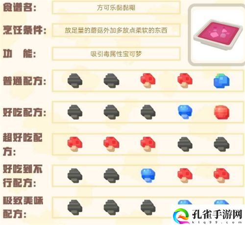宝可梦大探险食谱图鉴大全 100%必出神兽全属性食谱