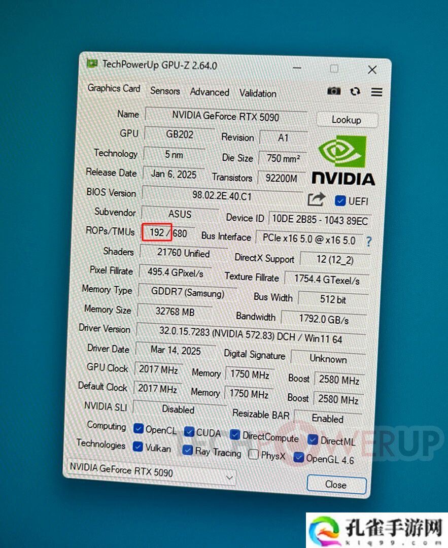 人类的悲喜并不相通：华硕 RTX 5090 夜神显卡爆出 192 个 ROPs“超规格”型号，看齐 RTX PRO 6000