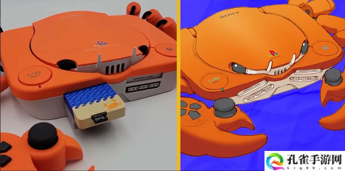 玩家将初代 PS 主机改装成螃蟹造型:3D 打印外壳,手柄变身蟹钳