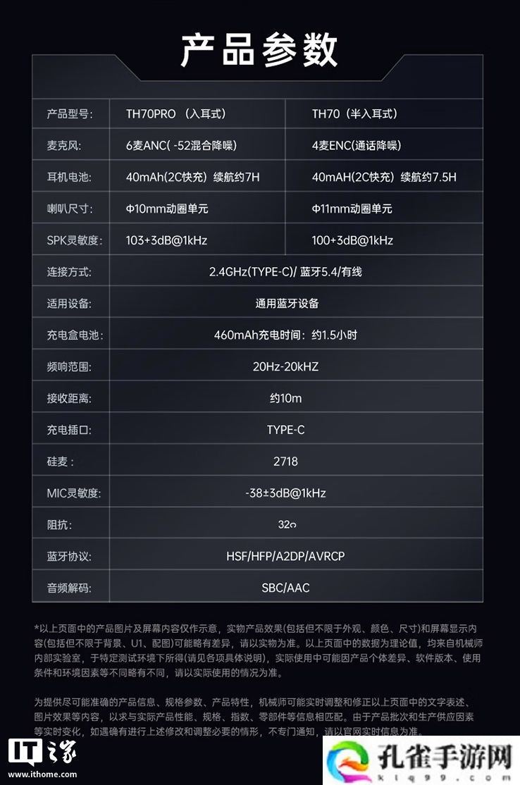 机械师推出 TH70 Pro 入耳式 ANC 降噪蓝牙耳机：三模连接、充电盒 RGB 光效，399 元