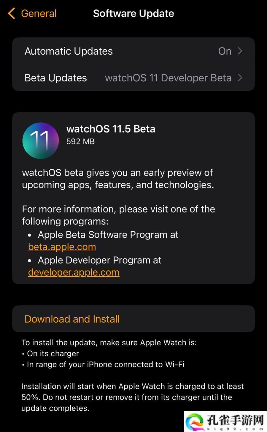 苹果 watchOS 11.5 开发者预览版 Beta 发布