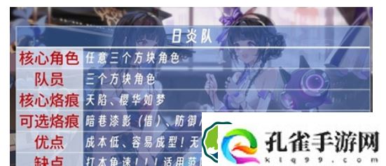 白荆回廊日炎队怎么搭配